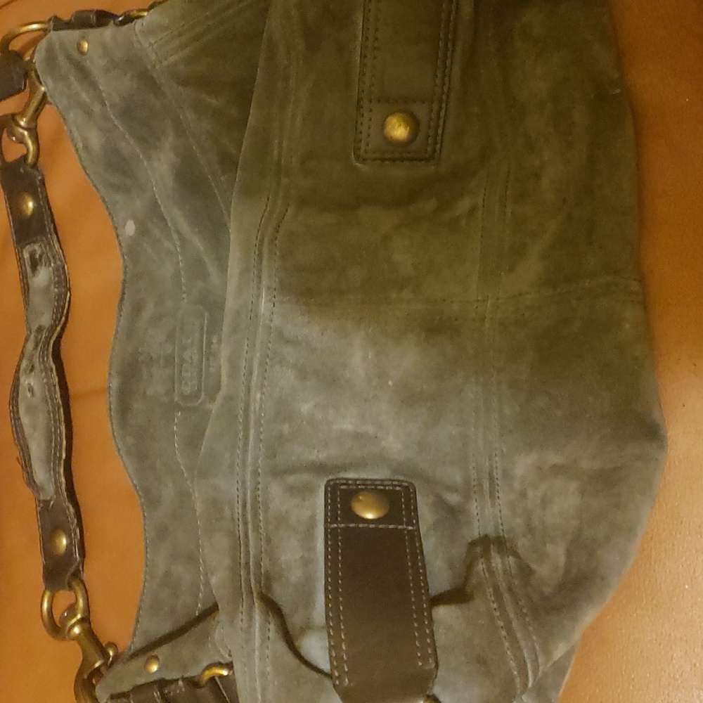 Baby Blue Suede/Leather Coach Hobo Woman Shoulder bag - Picture 2 of 9